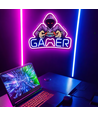 Gamer neon skilt med LED lys - Stor model 39x33 cm, perfekt til gaming værelse