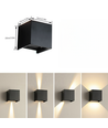 6W CUBIC RGB+CCT væglampe - IP65, Tuya Smart, sort, firkantet, op/ned, justerbar, inde / ude, inkl. lyskilde