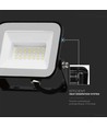 20W LED projektør - Samsung LED chip, IP65, sort hus, 4000K, udendørs