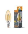 C35 LED-pære 6W E14 - kultråddesign, ravfarvet, ekstra varm hvid, 230V, 680lm, forbrug 6W