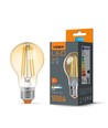 A60 LED-pære 10W E27 - kultråddesign, ravfarvet, ekstra varm hvid, 230V, 1050lm, forbrug 10W