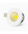 2W Ø3,8cm Focu38 møbelspot indbygning RA92 - 12V DC, Hul: Ø3,5 cm, Mål: Ø3,8 cm, Mat hvid