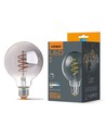 G95 LED-pære 4W E27 - kultråd, dæmpbar, spiral, gråtonet / ask-farvet, ekstra varm hvid, 230V, lysstyrke 100, forbrug 4
