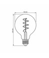 G95 LED-pære 4W E27 - kultråd, dæmpbar, spiral, gråtonet / ask-farvet, ekstra varm hvid, 230V, lysstyrke 100, forbrug 4