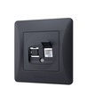 Binera CAT6 netværksstik - RJ45, IP20, grafit sort, 86x86 mm