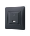 Stikdåse - USB-A + USB-C PD20W sort