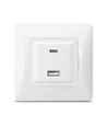 Binera stikkontakt med USB-A + USB-C PD20W - Hvid, indbygget, 16A, IP20