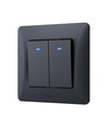 2-kanals afbryder med indikatorlys - 86x86mm, IP20, sort