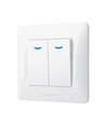 2-kanals afbryder med indikatorlys - 86x86mm, IP20, hvid
