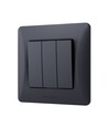 3-kanals afbryder - 86x86mm, IP20, sort