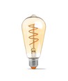 E27 4W dæmpbar LED pære - ST64, spiral filament, amber glas, varm hvid, flicker free