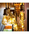 E27 4W dæmpbar LED pære - ST64, spiral filament, amber glas, varm hvid, flicker free