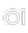 15W LED bulkhead væg/loftlampe, sort - 1550lm, IP65, 5000K, 190x190mm, udendørs/indendørs
