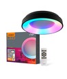 72W LED loftslampe, dæmpbar - RGB+CCT, sort, 450x450mm, inkl. fjernbetjening og hukommelsesfunktion