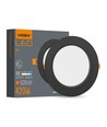 LED indbygningsspot 6W - rund, sort, neutral hvid, 230V, 620lm