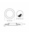 LED indbygningsspot 12W - rund, sort, neutral hvid, 230V, 1350lm