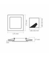 12W Firkantet LED indbygningspanel - 4000K, Hul: 14,5 x 14,5 cm, Mål: 17,5 x 17,5 cm, hvid kant