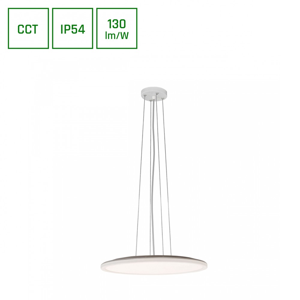 36W Nymphea Flat Duo LED loftslampe - 130lm/W, IP54, Ø40cm, CCT, hvid kant, inkl. lyskilde - Dæmpbar : Ikke dæmpbar, Kulør : CCT (Varm til Kold Hvid) billede