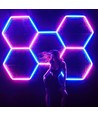 5 stk. Hexagon RGBIC komplet sæt 80W - Inkl. bluetooth controller og strømforsyning