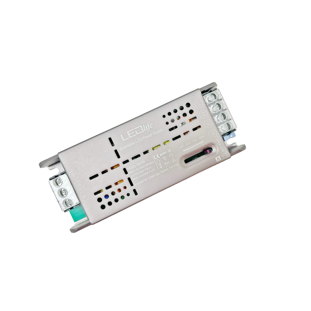 Slide dæmpbar 12V 100W strømforsyning - 12V DC, 8,3A