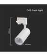 30W 3-faset CCT skinnespot, RA90 - 3-i-1 farveskift, hvid, COB LED