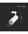 VT-47050 skinnespot 40W - COB LED, 3i1, hvidt hus, hvid reflektor, hvid bagdæksel