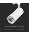 VT-47050 skinnespot 40W - COB LED, 3i1, hvidt hus, hvid reflektor, hvid bagdæksel