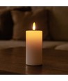 LED Bloklys 10cm høj, flammeeffekt, hvid - Ø5cm, 10cm høj, virker m. fjernbetj, timer, ægte stearin