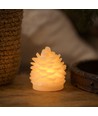 LED Grankogle lys, blinkende flammeeffekt, hvid - Højde 8cm, Ø6cm, ægte stearin