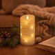 LED Bloklys med lyskæde, 15cm høj, flammeeffekt - Ø7,5cm, 15cm høj, virker m. fjernbetj (ikke inkl.), ægte stearin