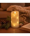 LED Bloklys med lyskæde, 15cm høj, flammeeffekt - Ø7,5cm, 15cm høj, virker m. fjernbetj, ægte stearin