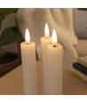 3-pak hvide LED stearinlys, flammeeffekt - Ø2,2cm, Højde: 24,5cm, stagelys, inkl. fjernb., timer, batteri