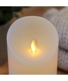 LED XL Bloklys 17,5cm høj, flammeeffekt, hvid - Ø10cm, 17,5cm høj, virker med fjernbetj, timer, ægte stearin