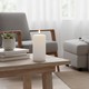 LED Bloklys 15cm høj, smelte-look, flammeeffekt - Ø7,5cm, 15cm høj, virker m. fjernbetj (ikke inkl.), timer, ægte stearin