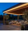 5m 9W/m vandtæt slim COB strip - 230V, IP67, 296 LED/m, tape på bagsiden, op til 50m