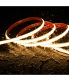 5m 9W/m vandtæt slim COB strip - 230V, IP67, 296 LED/m, tape på bagsiden, op til 50m