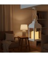 LED lanterne - Hvid, firkantet, batteri, IP54 indendørs/udendørs