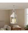 LED lanterne - Hvid, firkantet, batteri, IP54 indendørs/udendørs