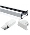 1.5 meter skinne til skinnespots - Hvid, 1-faset, 1F2W, komplet med tilslutning og endeprop