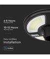10W Solara LED havelampe med sensor - IP65, 1500lm, sort, rund, inkl. fjernbetjening og timer