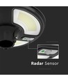 Vt-45w LED havelampe 7,5W - solcelledrevet, rund, med sensor, RF-fjernbetjening, 6500K, IP65