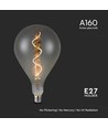 E27 4W LED filament spiralpære - A160, smoky glas, varm hvid