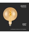 E27 4W LED filament spiralpære - G200 globe, amber glas, varm hvid, 250lm