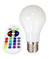 5 stk. E27 6W RGBW LED pære - Med RF fjernbetjening