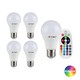5 stk. E27 6W RGBW LED pære - Med RF fjernbetjening