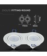 GU10 dobbelt indbygningsspot - Rund, hvid, aluminium, IP20, Hul: 155x75 mm, Mål: 173x91 mm