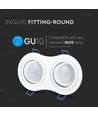 GU10 dobbelt indbygningsspot - Rund, hvid, aluminium, IP20, Hul: 155x75 mm, Mål: 173x91 mm