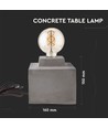 Beton firkantet bordlampe - E27 fatning, Ø16cm, 2m ledning med afbryder, grå beton