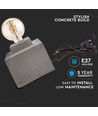 Beton firkantet bordlampe - E27 fatning, Ø16cm, 2m ledning med afbryder, grå beton