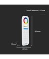 8-zoners fjernbetjening til LED - 3V, hvid, touch farvehjul, 2.4GHz, passer til LED strips